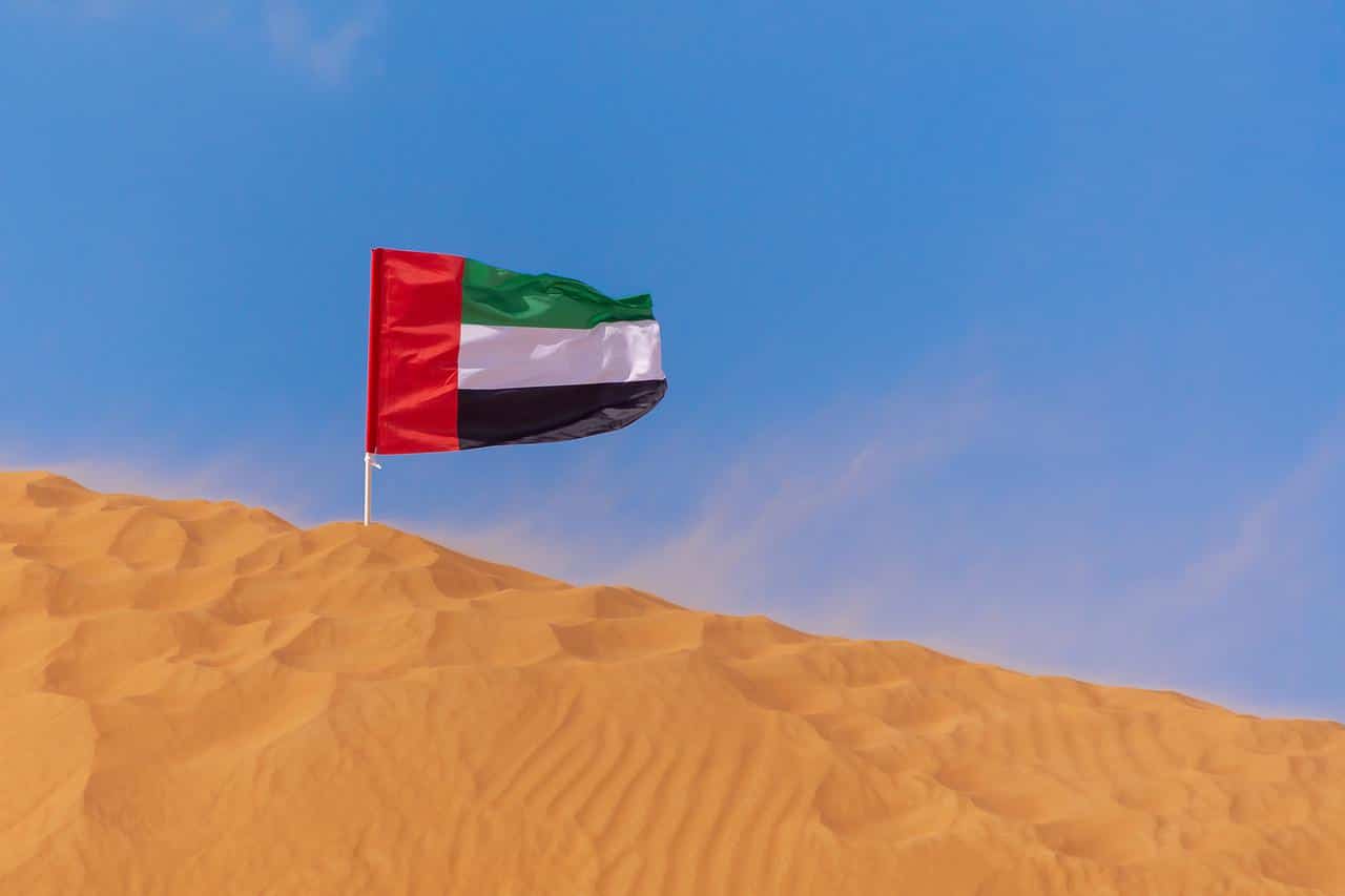 UAE flag in desert
