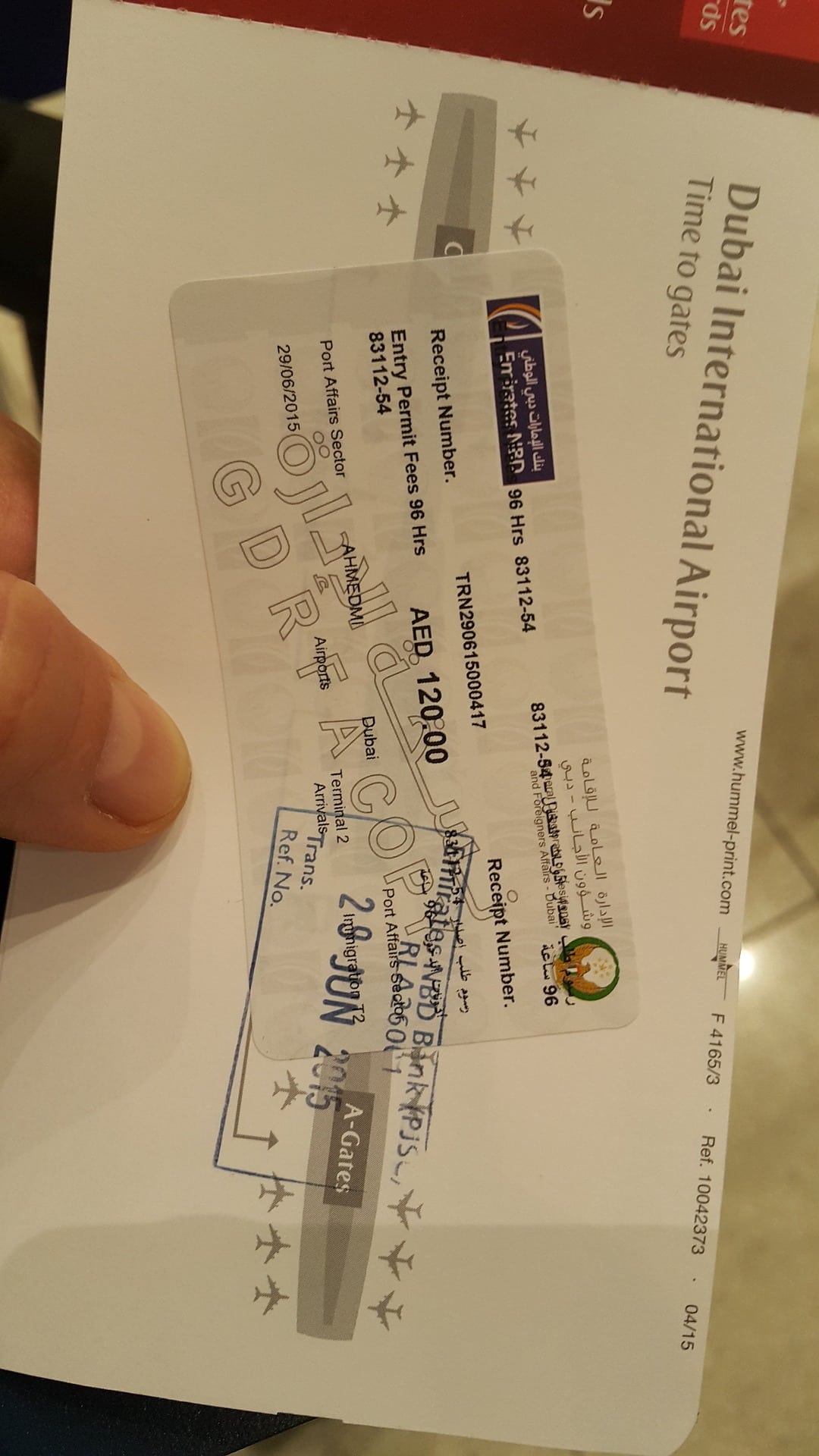 Dubai visa stamp